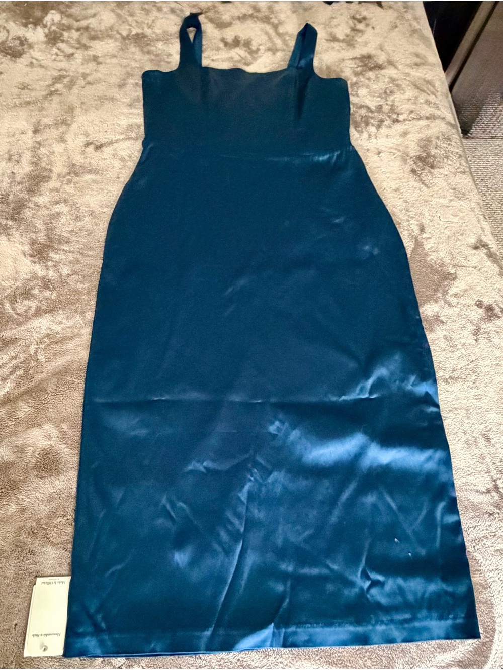 Abercrombie & Fitch Navy Satin Square Neck Midi Dress